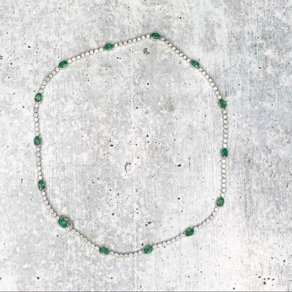 Emerald 7 ct White Topaz 17" Collar necklace NWT